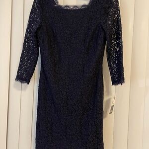 Adrianna Papell Evening Navy Lace Dress